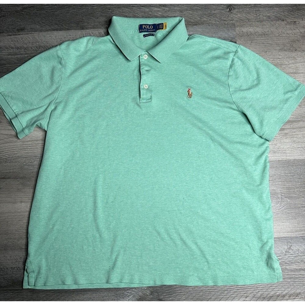 Ralph Lauren Polo Shirt Mens Large Green Bright Pony Cotton Preppy Classic Fit
